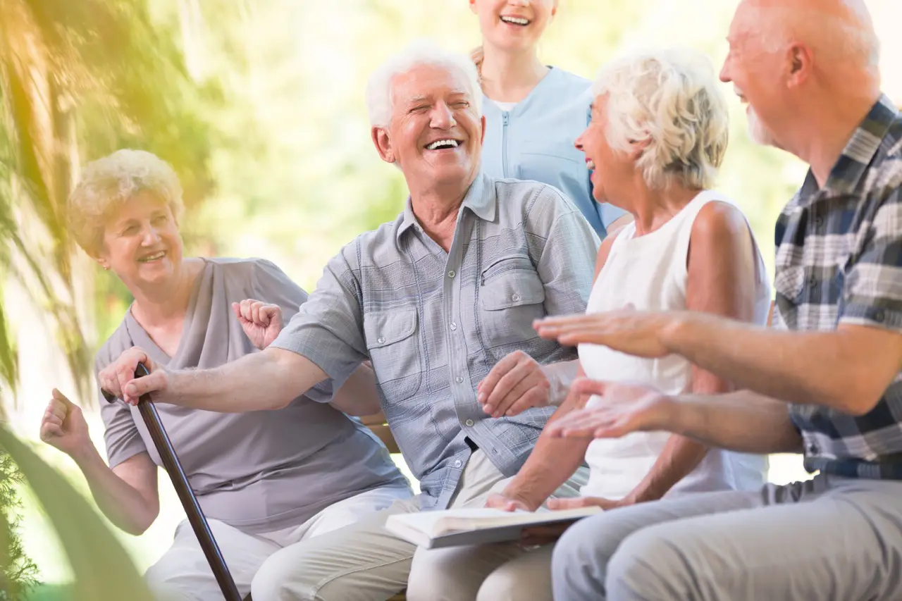 Group of smiling senior friends